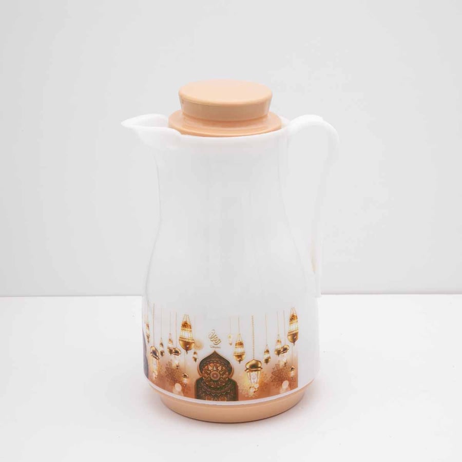 Ramadan thermos beige and white color 1.0 liter size