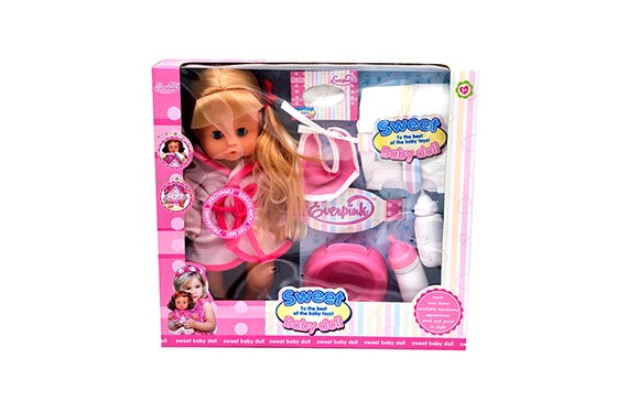 Doll with sound and accessories 7 pieces for age +3