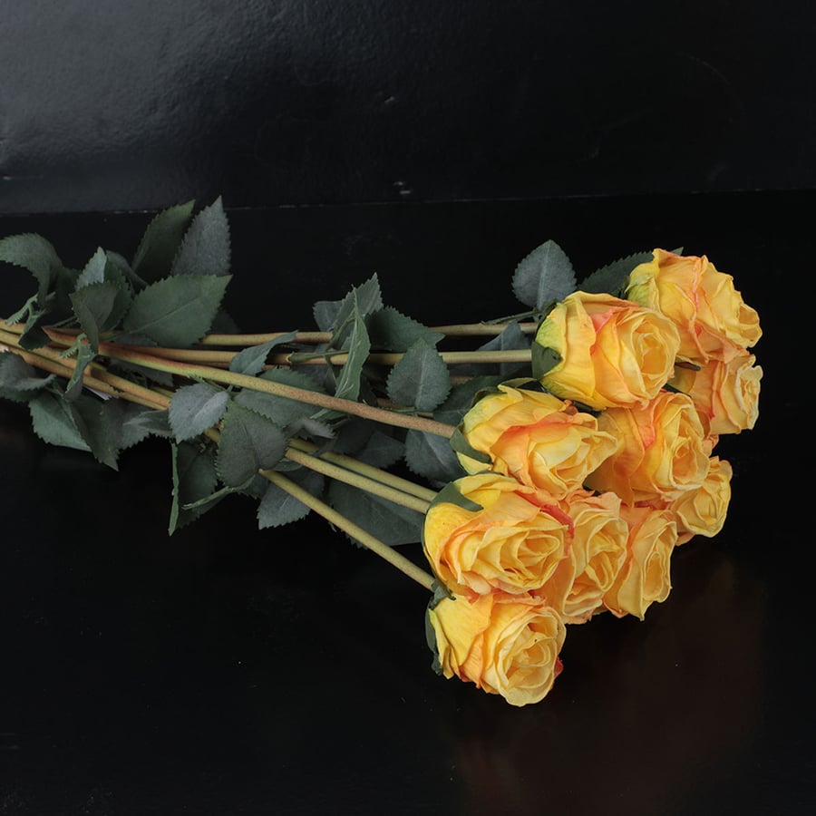 باقة ورد جوري اصفر صناعي  10 اغصان