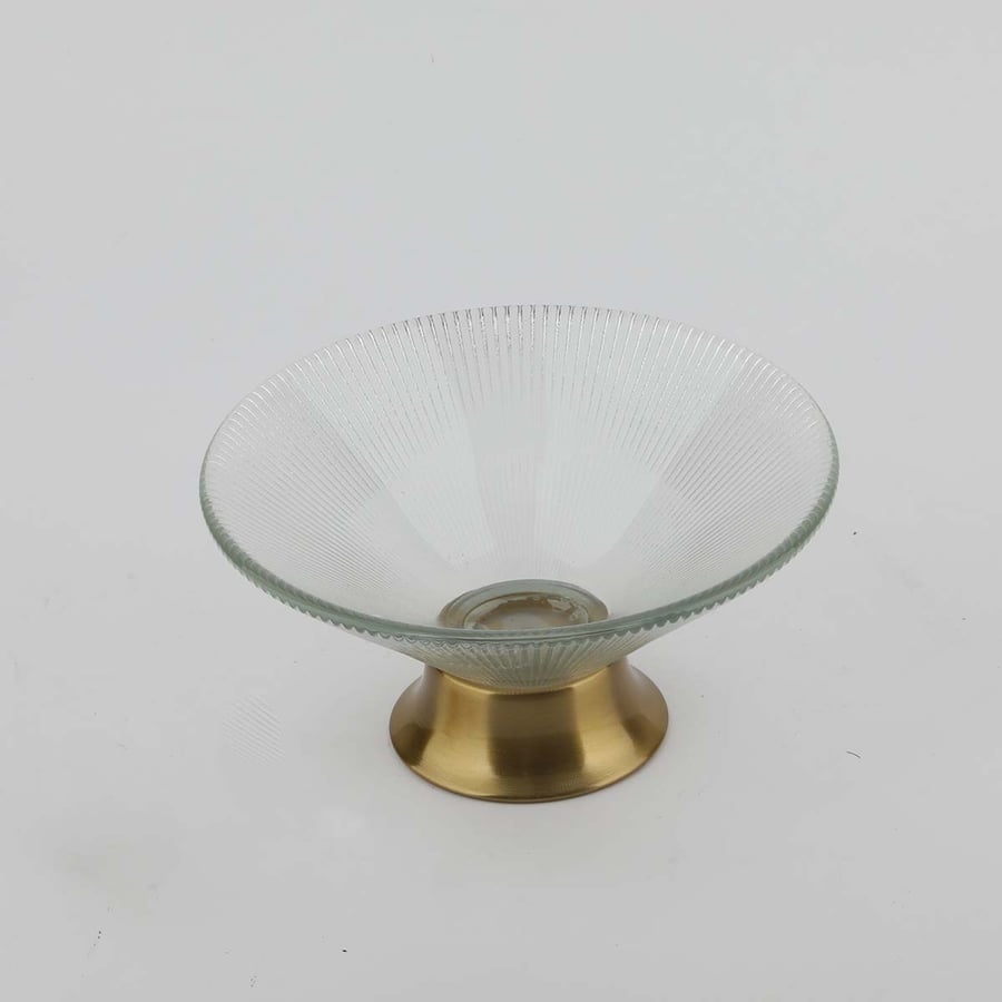 Glass plate with stainless steel base, size 15*7 cm
