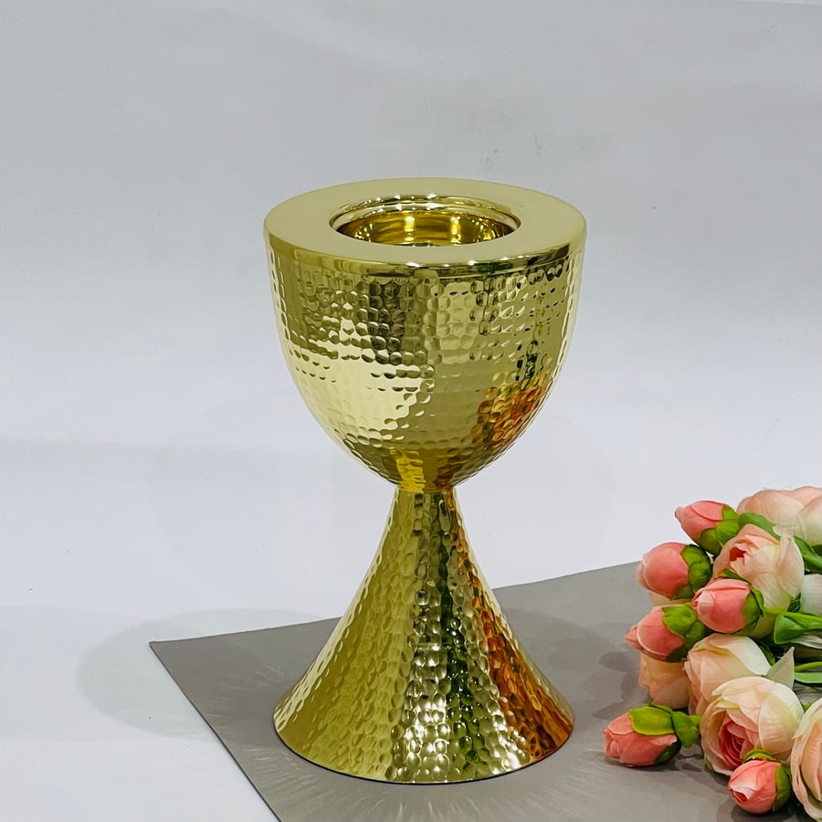 مبخرة  استيل ذهبي شكل انيق ارتفاع 24*14 سم