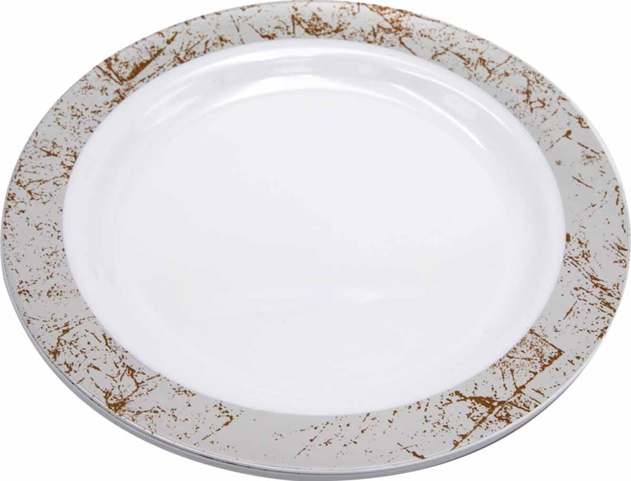 Plastic reinforced round marble silver multi-purpose plates 7.5 inch 6 plates