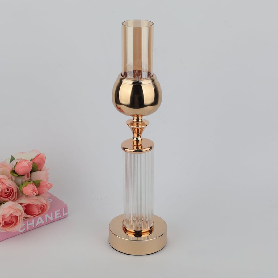 Gold circular candle holder height 38 cm