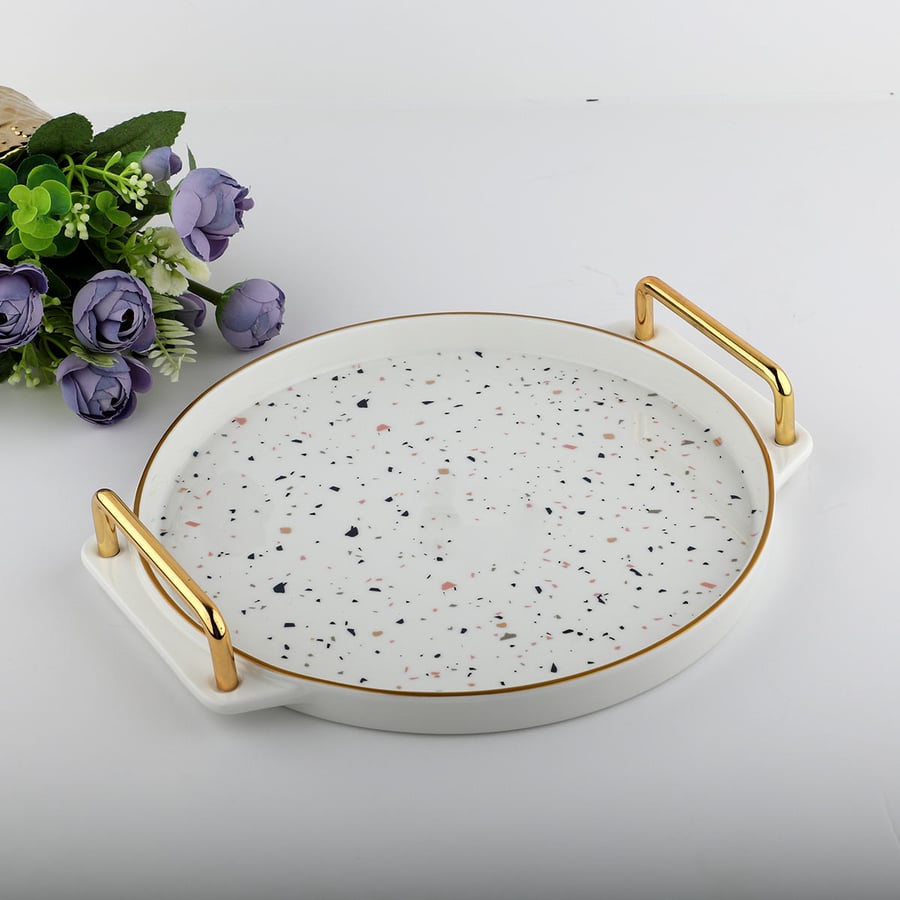 Round ceramic coaster with engraving, 25 cm size
