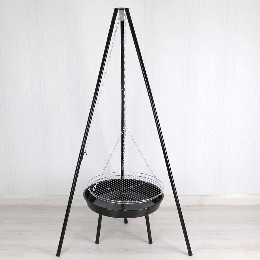 Steel barbecue grill hanging black 53*11.5*53 cm in the shape of a tent