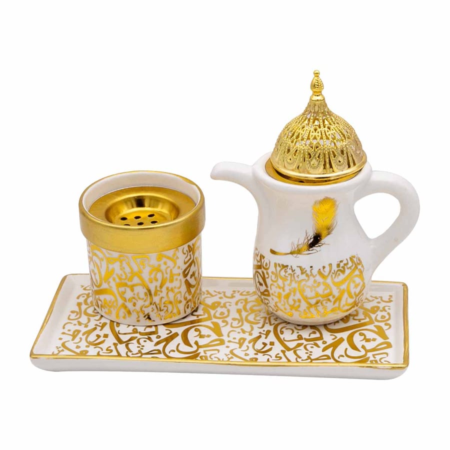 مبخرة سيراميك لون ابيض 3 قطع حجم صغير