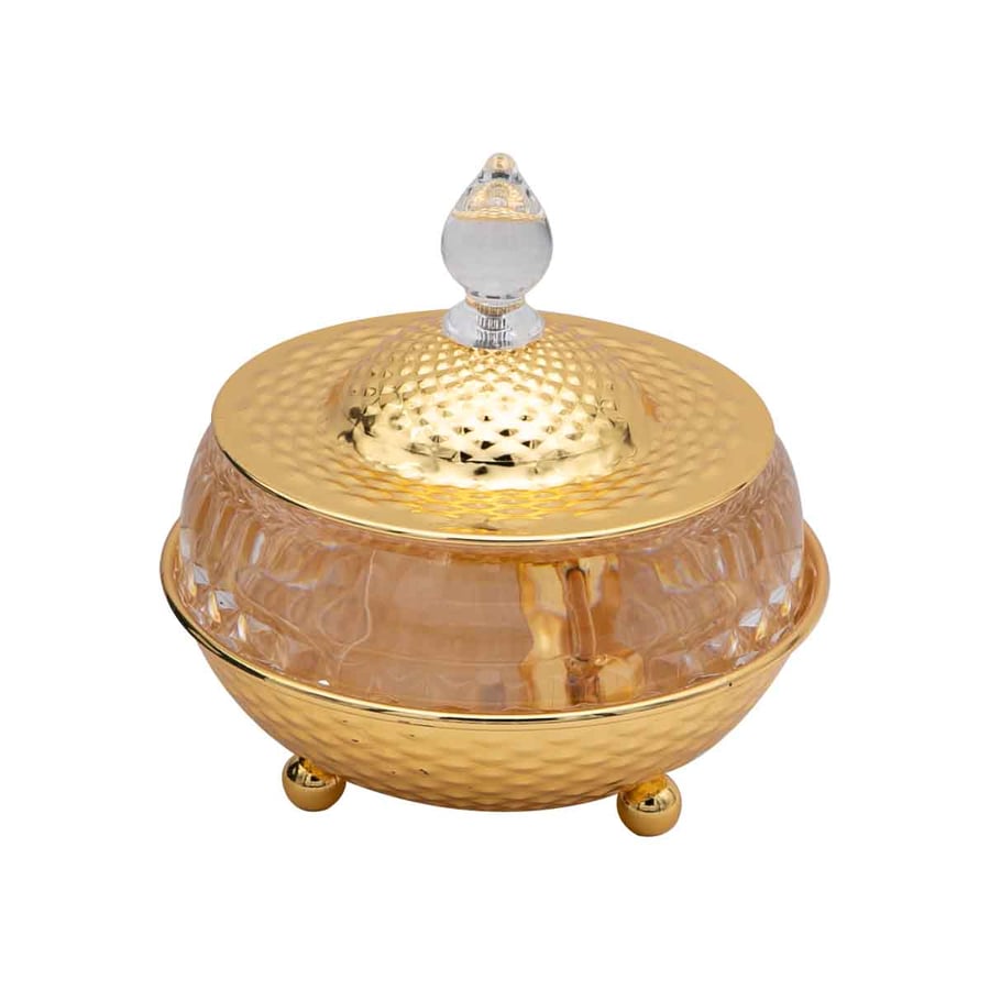 Round acrylic date tray with lid, 12.5 cm size