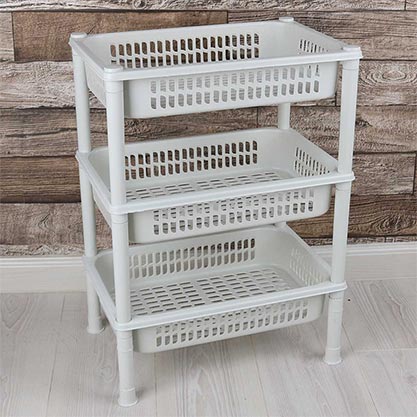 Plastic shelves 3 tiers white