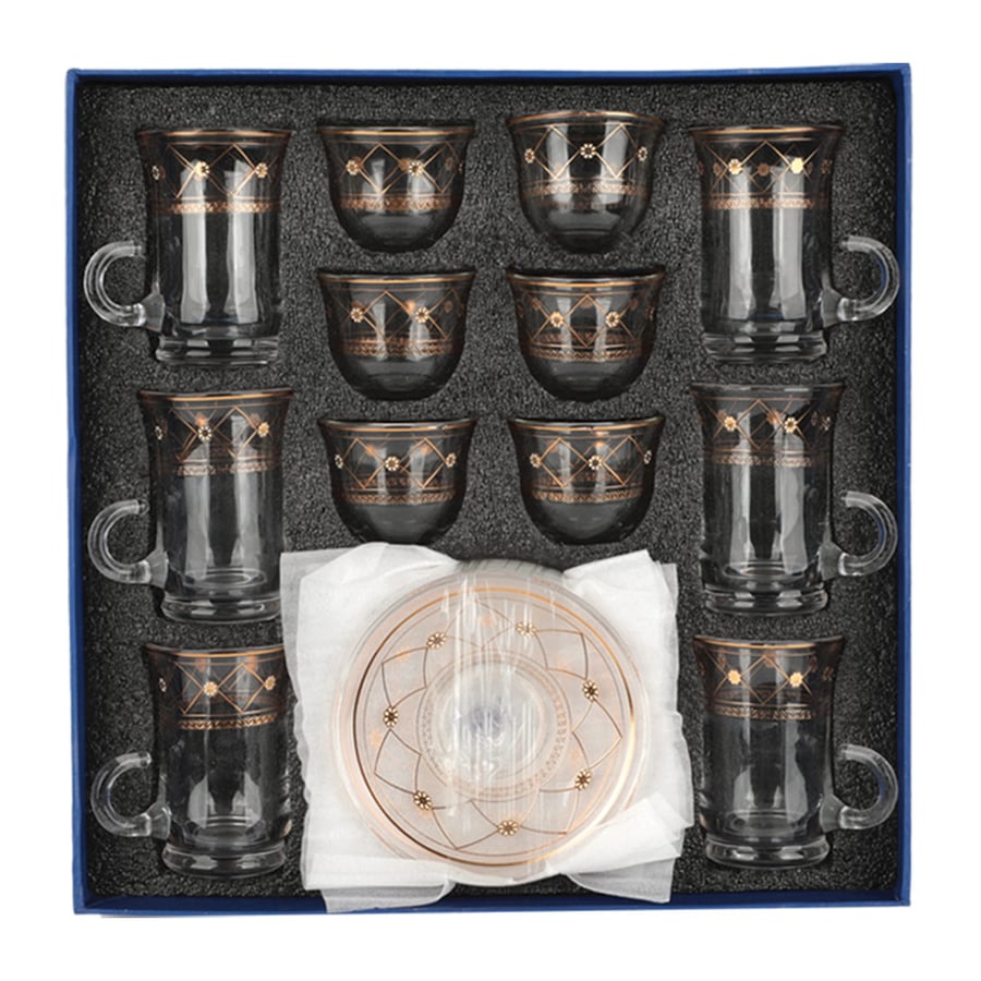Set of cups and mugs with plates 18 pieces