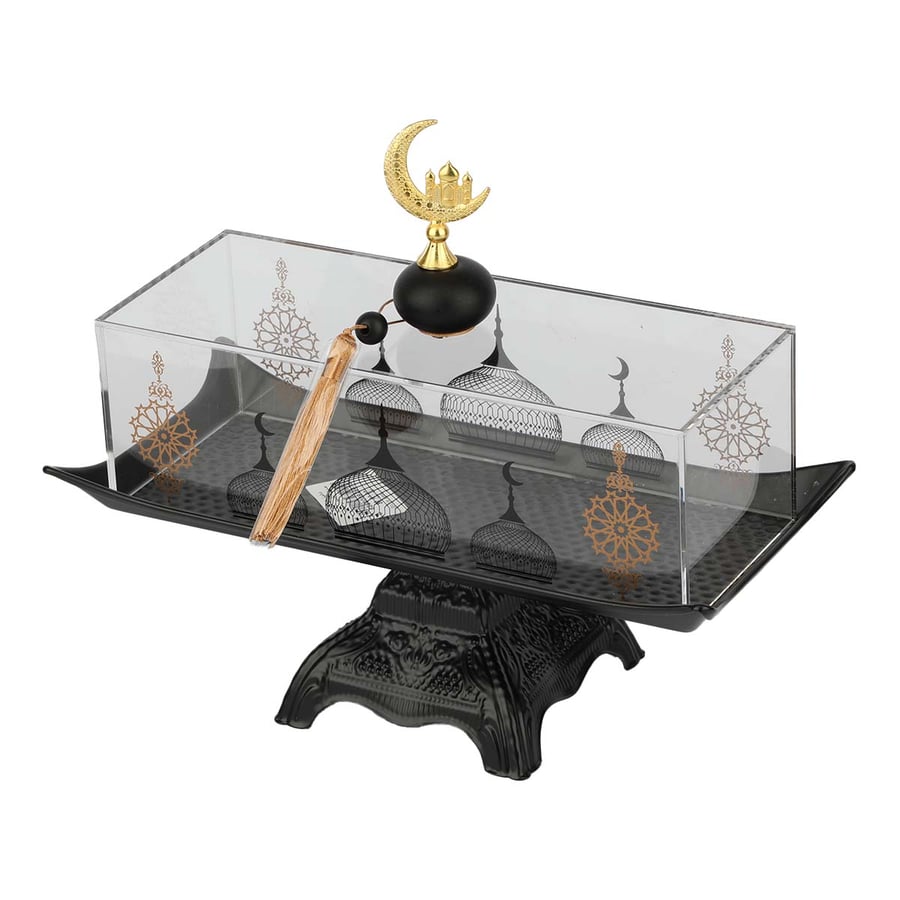 Black iron serving tray with acrylic cover 26*11 cm