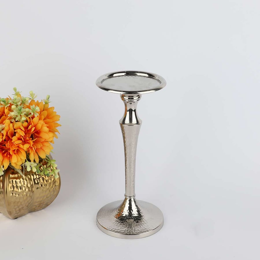 Silver metal candlestick height 34 cm