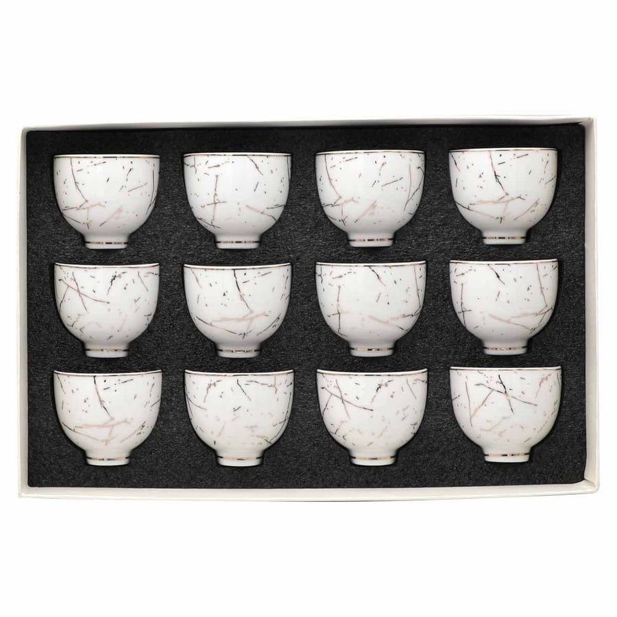 طقم فناجيل قهوة سراميك رخامي 12 فنجان