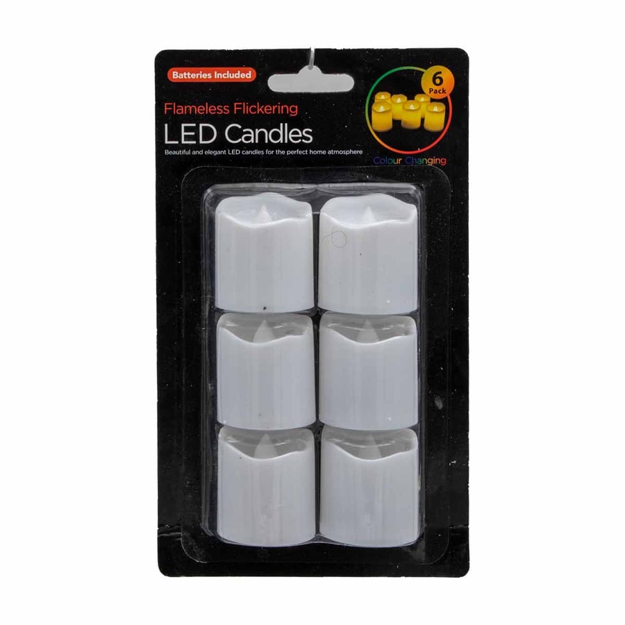 طقم شموع بطارية دائري 6 حبات باضاءة LED
