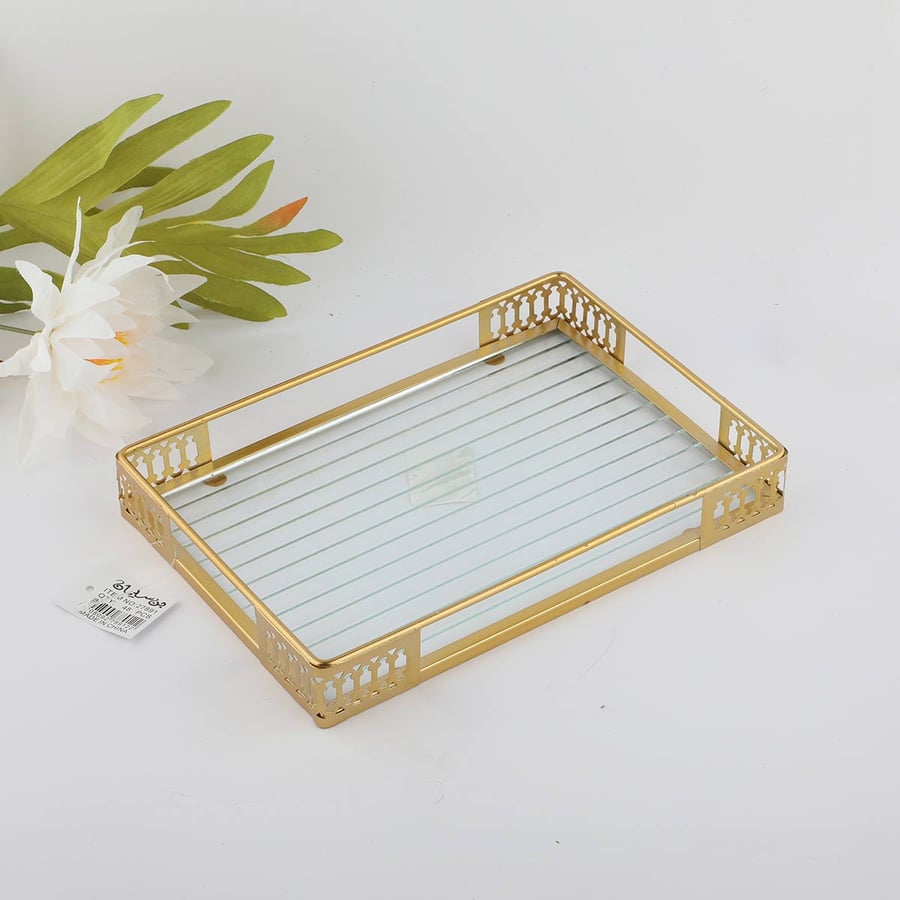Glass plate with gold edges, rectangular, size 23*16 cm