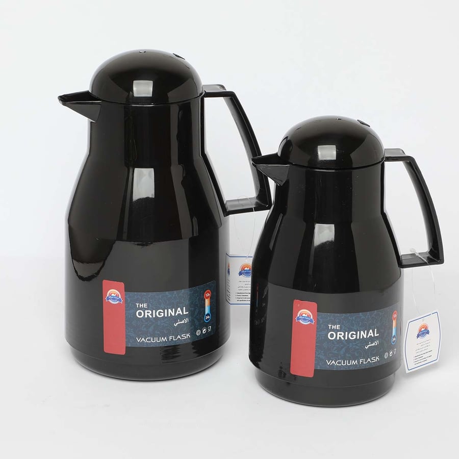 Set of black thermos flasks 1L + 0.5L