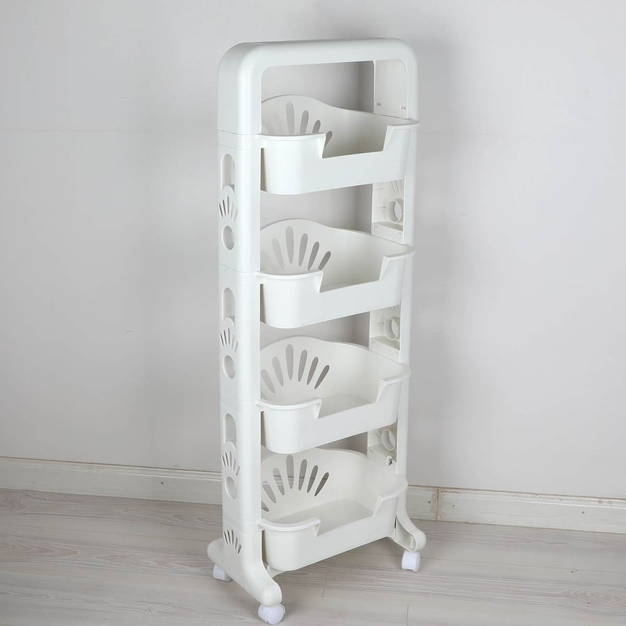 White plastic shelf 4 layers size 115 cm