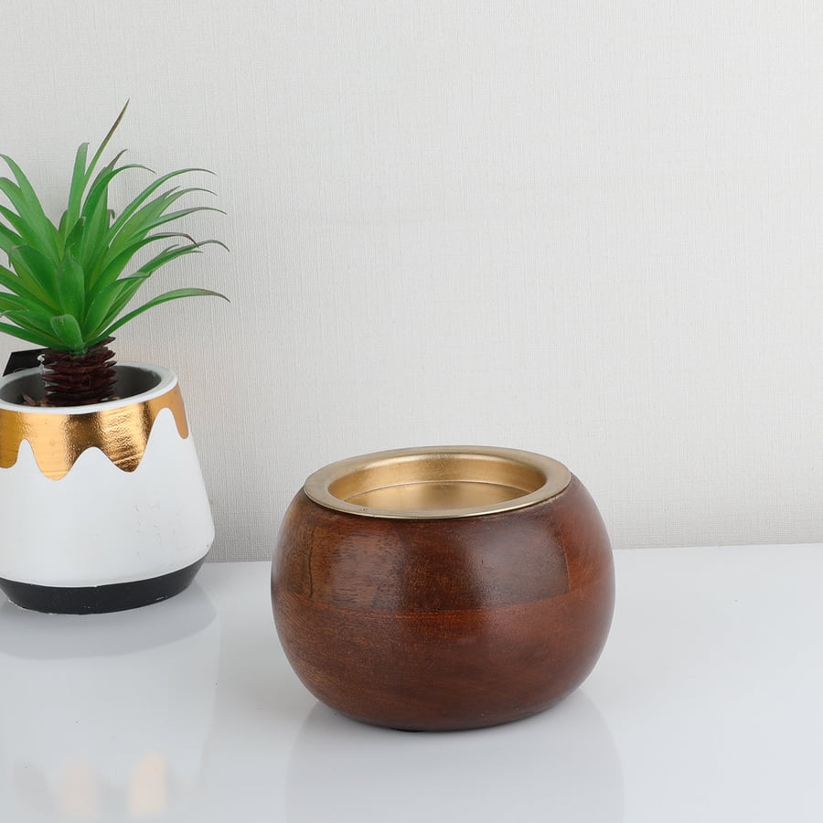 Wooden round incense holder 12*8 cm