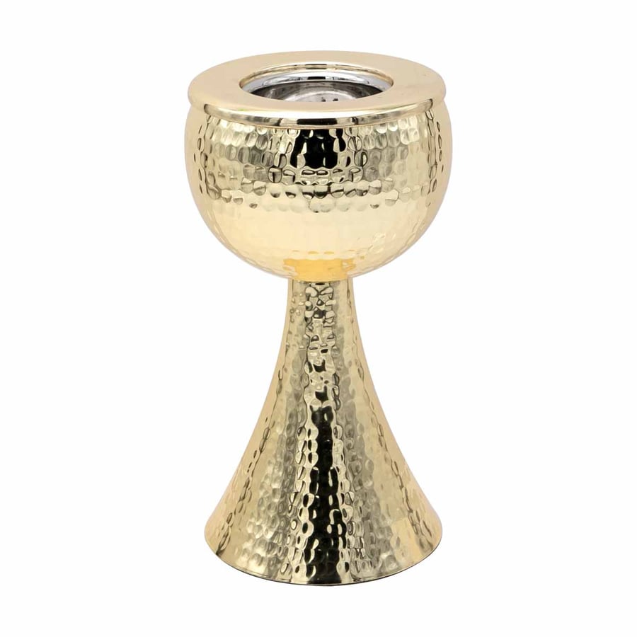 Gold stainless steel incense burner, 23 cm high