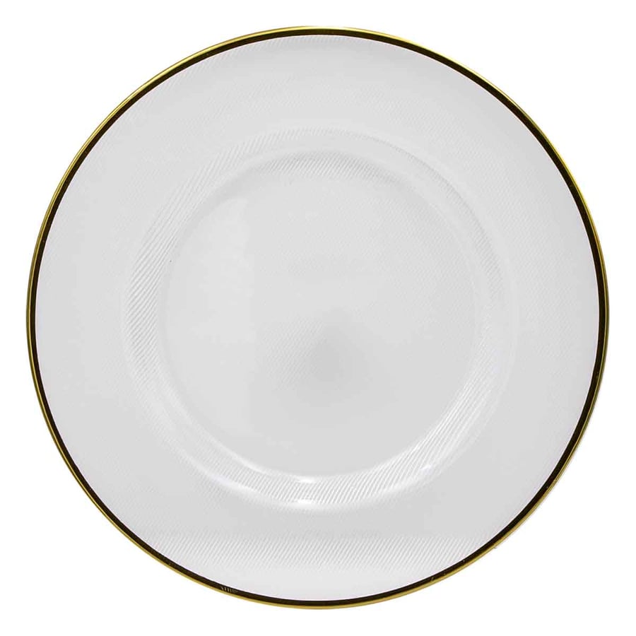 Round glass plate with gold line, 33 cm size