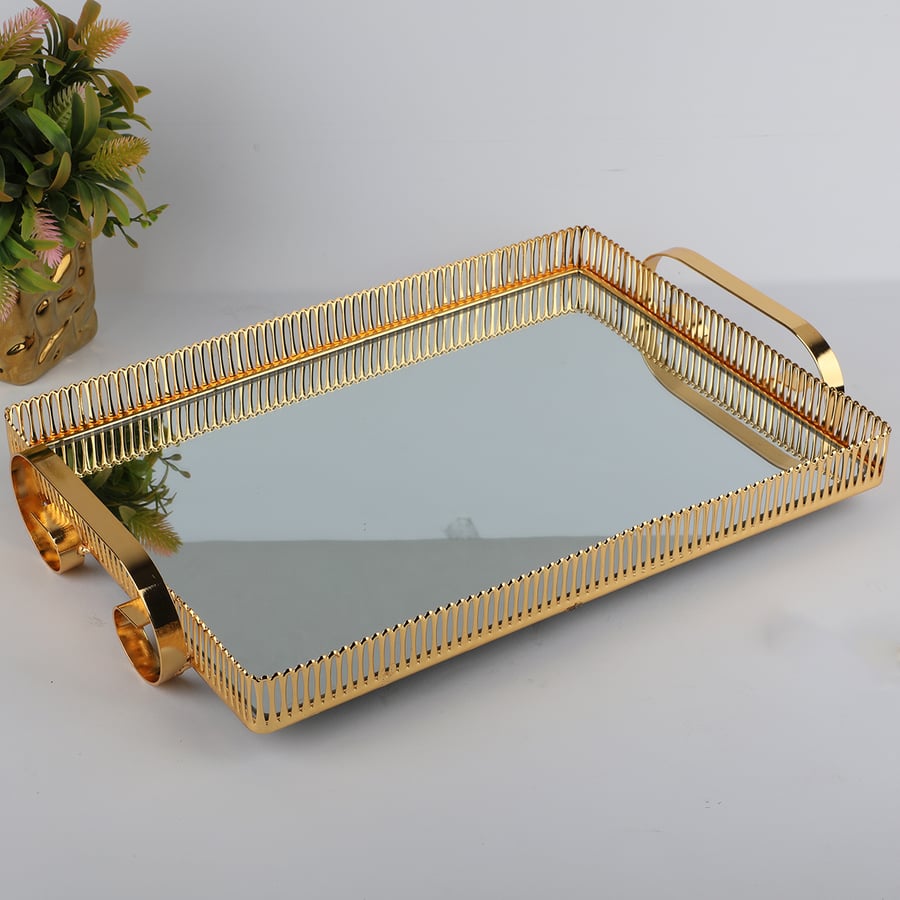 طوفرية مراية مستطيل ذهبي مقاس 25*35سم