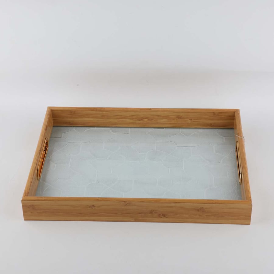 طوفرية زجاج مستطيل بحواف خشب مقاس 40*30سم