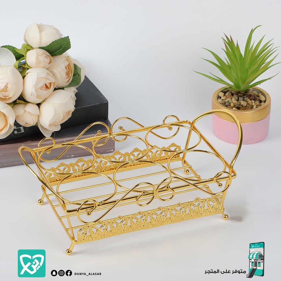 حامل قوارير ذهبي  6 فتحة