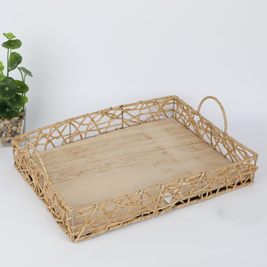 صحن خشبي مستطيل مقاس40*30*6سم