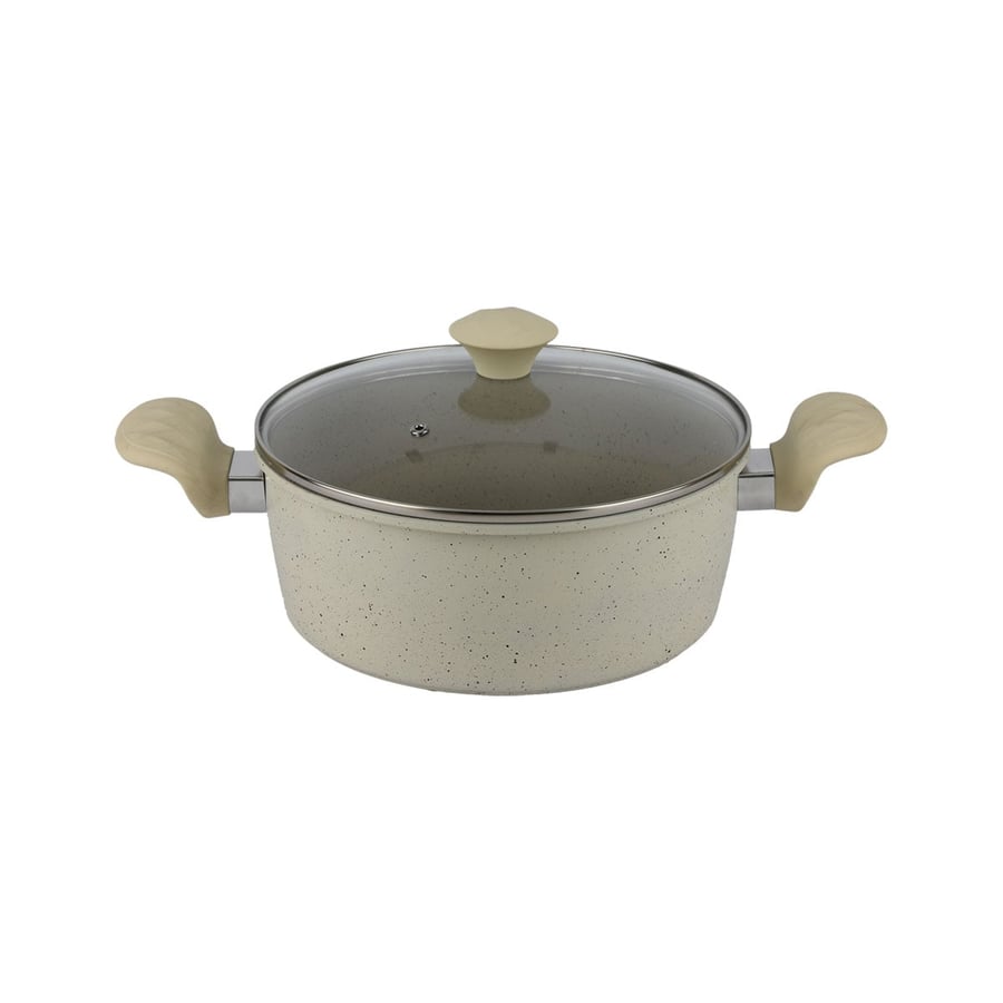 Granite pot with glass lid, 24 cm size