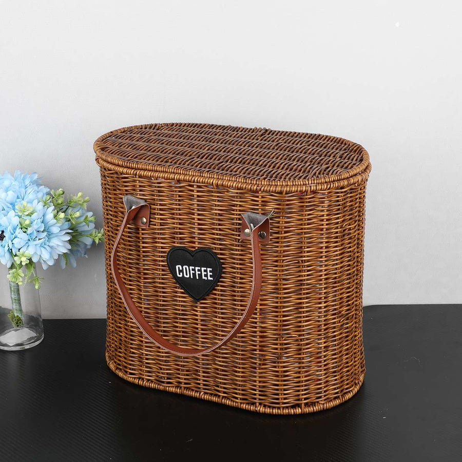 Basket of wicker oval thermos for tea and coffee 32*19 cm