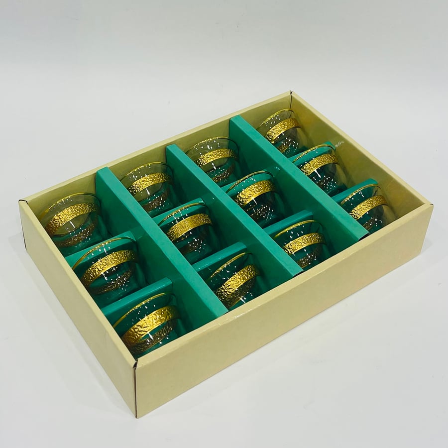فناجيل قهوة كريستال خطوط ذهبي  12قطعة