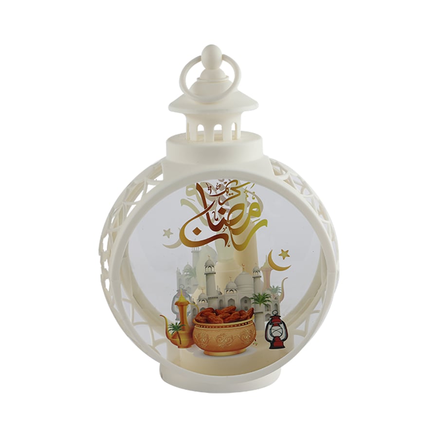 فانوس رمضان بطارية ارتفاع 24 سم لون ابيض