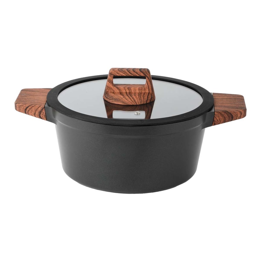 Granite pot, glass lid, 20 cm size