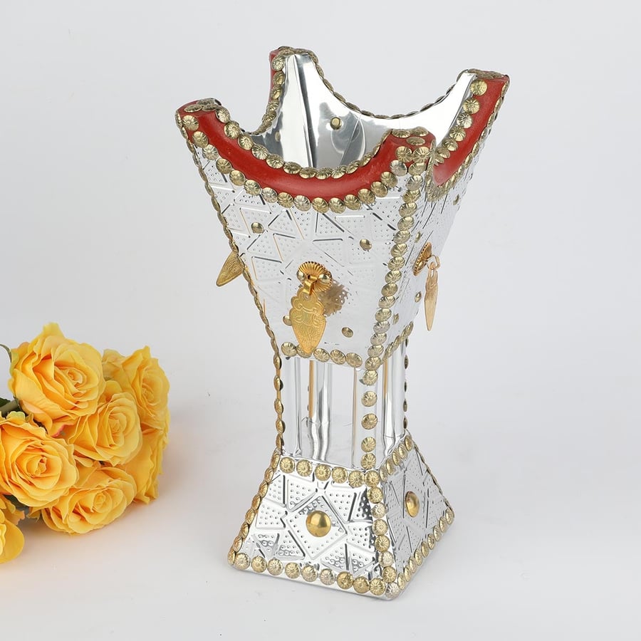 Stainless steel incense burner, gold with silver, size 31*16 cm