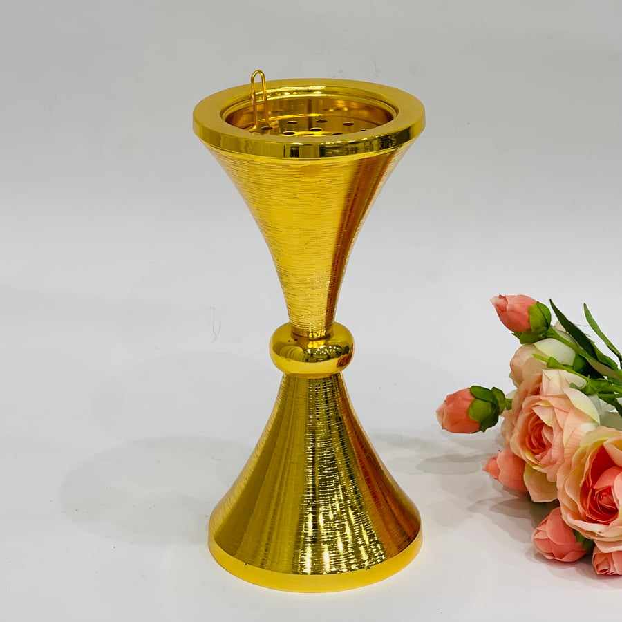 مبخرة  استيل  ذهبي شكل انيق ارتفاع 25 سم