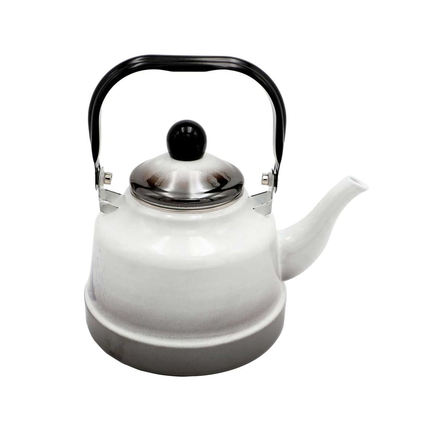 White tea pot with black stainless steel base 1.1 liter