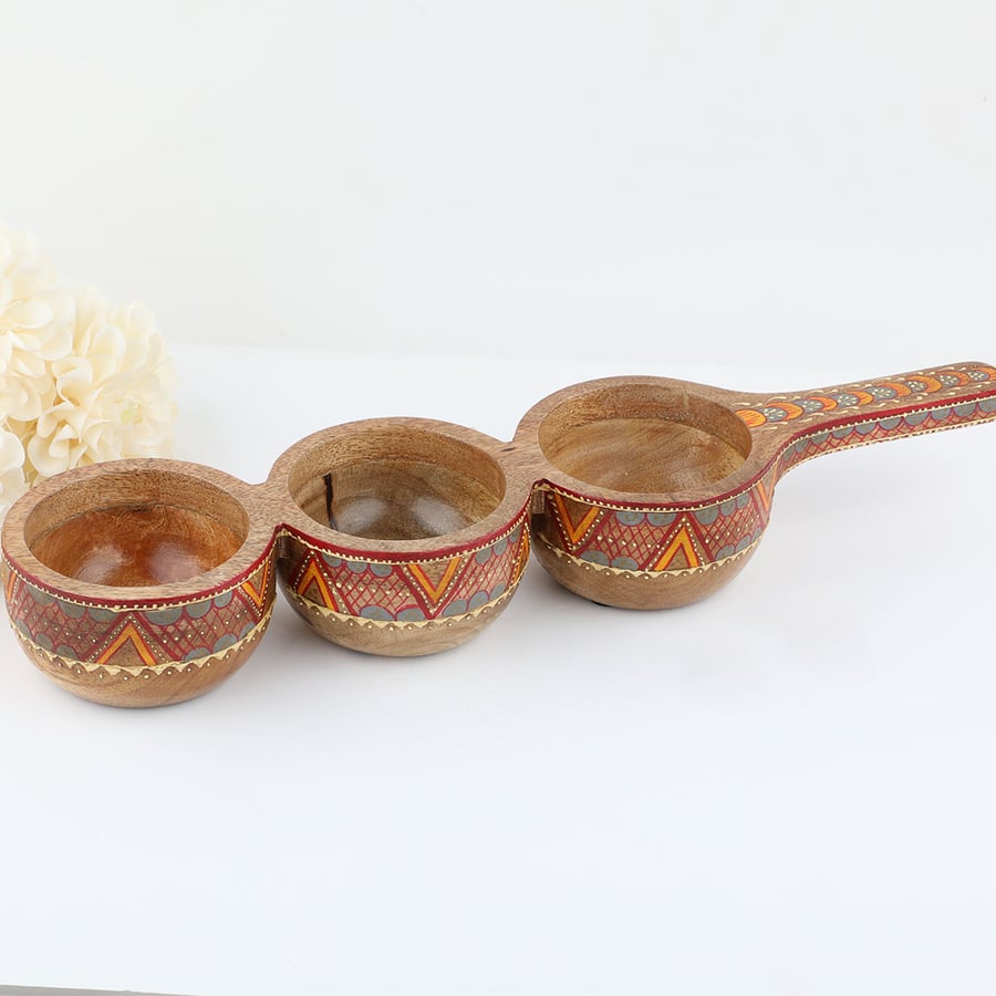 صحن خشب هندي مقسم الطول 40سم والارتفاع 5سم