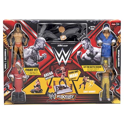 علبة شخصيات WWE  مع الحلبة والاحزمة