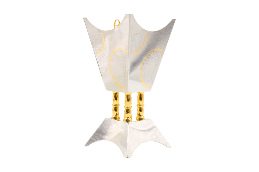 Silver steel incense burner with gold