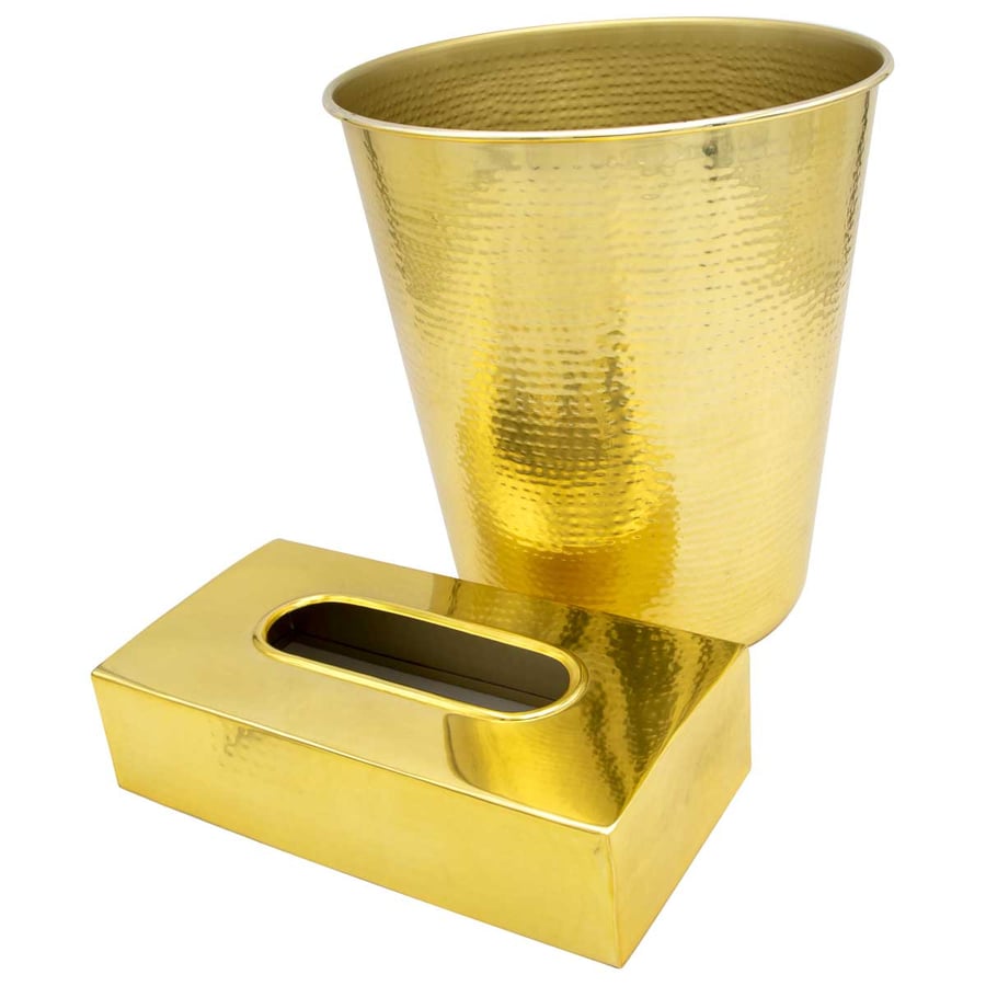 Trash bin set + decorative gold tissue box