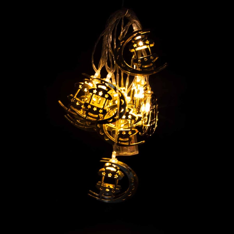 حبل اضاءة هلال وفانوس استيل بطارية 195 سم