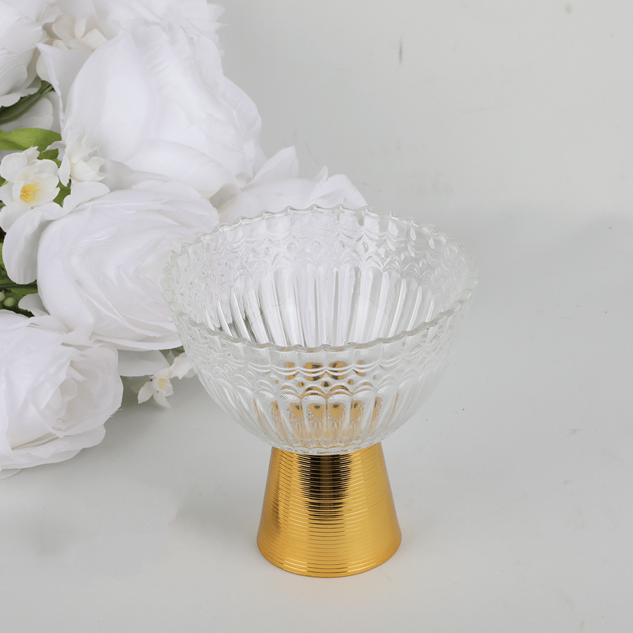 Glass plate with a golden base, size 12*12 cm