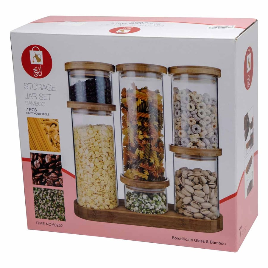 Glass spice jar set, 7 pieces