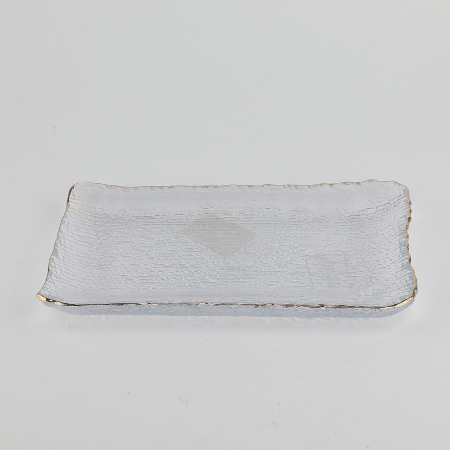 Glass plate with gold edges, size 12*22 cm