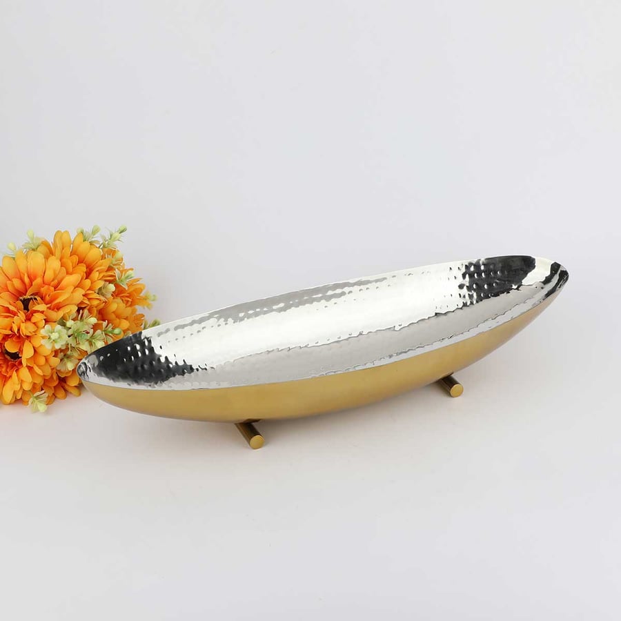 Oval plate stainless gold with base size 45cm