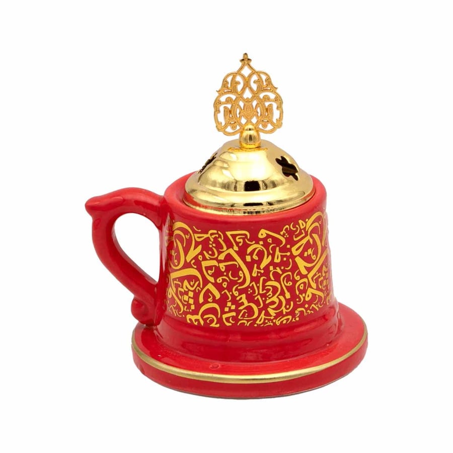 مبخرة سيراميك لون احمر ارتفاع 7 سم