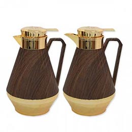 Rawaed Rima thermos set (Ather) 2 pieces dark wood with gold 1 liter