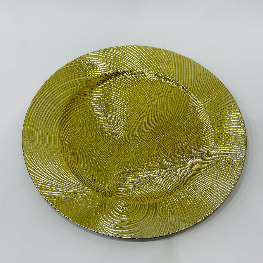 Golden Fiberglass Plate, 33 cm size