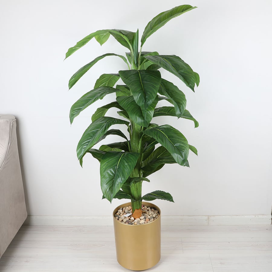 Artificial tree with gold-colored stand height 150 cm