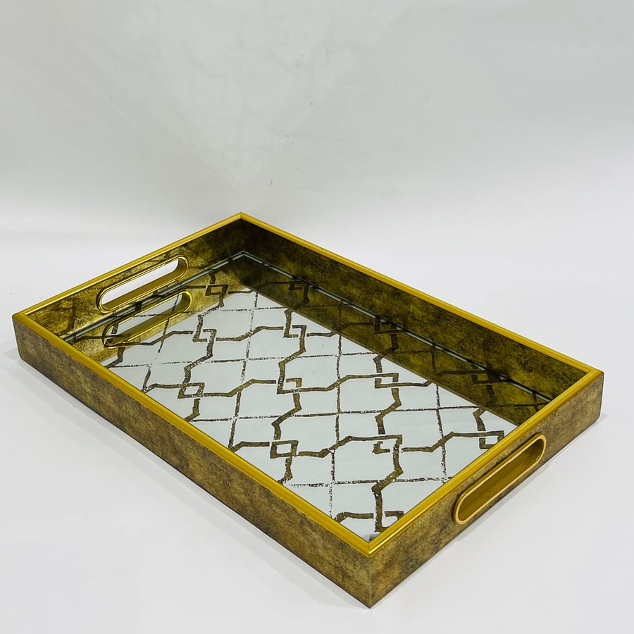 طوفرية مراية مستطيل ذهبي مقاس 45*30 سم