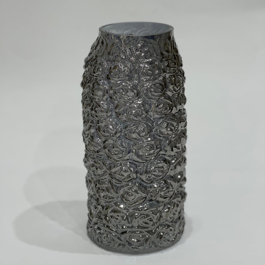 Black frosted glass vase, height 25 cm